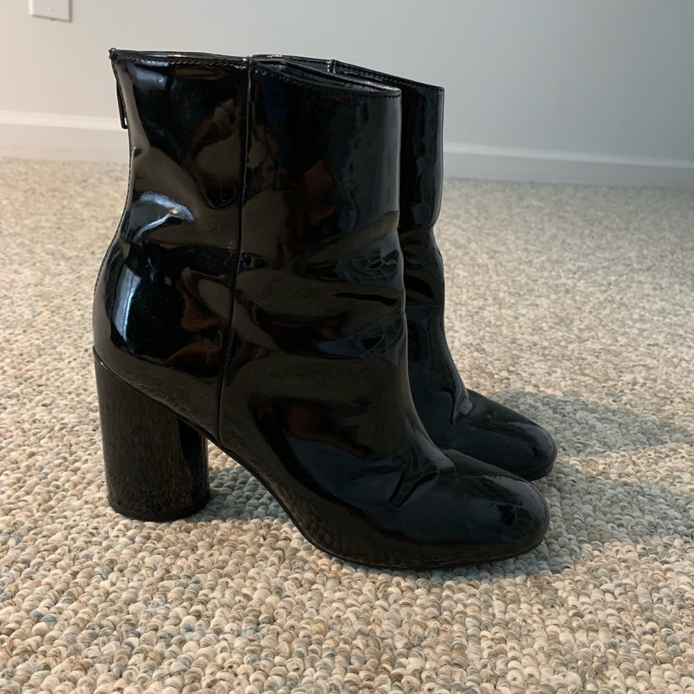 Wet-look booties